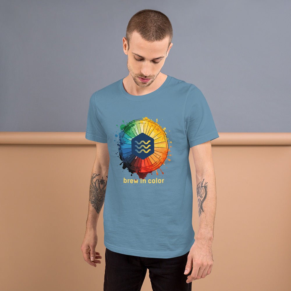 brew in color T-shirt - Third Wave Water #Color_Steel Blue